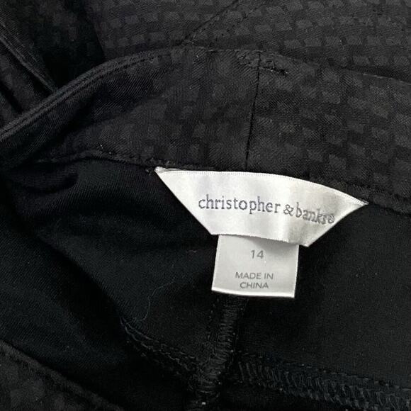 Office Goth Ponte Knit Pants Womens Size 14 Black Subtle Print Stretch Ankle - Picture 5 of 7